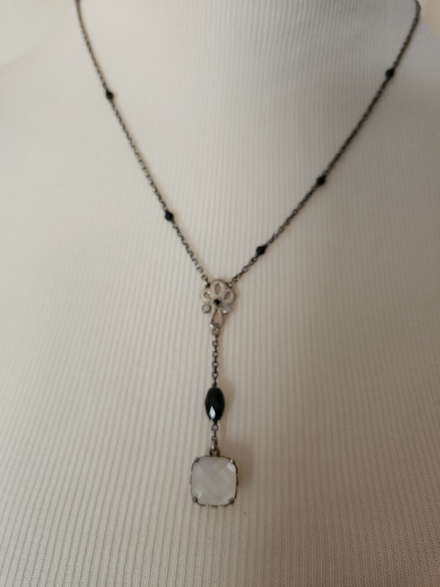 PANDORA Sincerity Sterling Silver Mother of Pearl Onyx Necklace