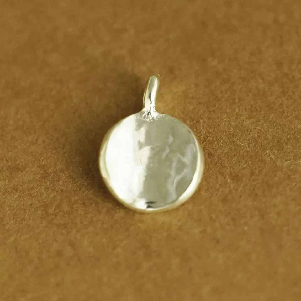 Argento Sterling 10mm Rotondo Pietre Concavo Martellato Bent Punto Disco Cerchio - Immagine 4 di 4