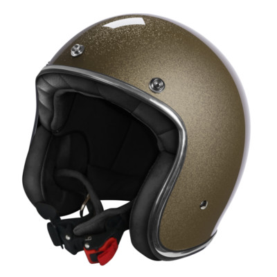 Helm Jet Motorrad Stormer QUARTZ Glitter Gold Cafe Racer Custom Vintage Retro