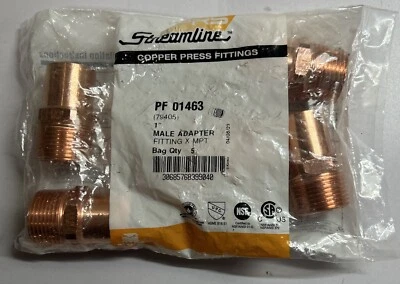 5- 1” STREAMLINE PF 01463 Mueller Copper Fitting X MPT Adapter 79405