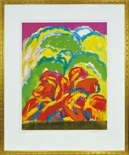 Yasukazu Tabuchi Japan Serigraph “Spring Hill” Flame Colorful Limited 100 1983