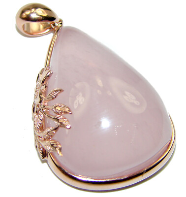 Rose Quartz Pendant 18K Gold Over 925 Sterling Silver Handcrafted