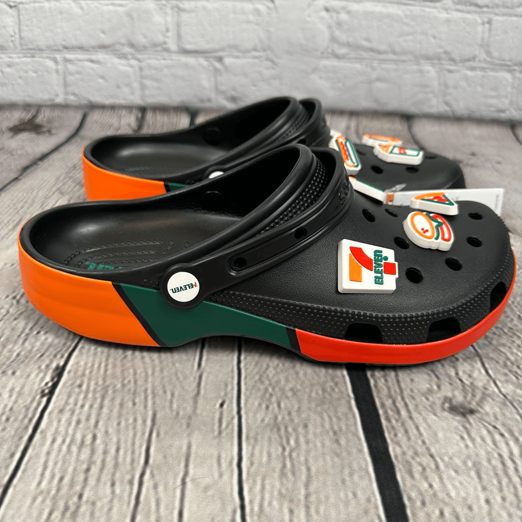 Crocs x 7-Eleven Collab Black Classic Clog Jibbitz Limited Edition