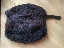 Vintage Antique Muff Genuine Persian Curly Lamb Fur Black Satin lining FREE SHIP