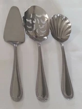 3 R&B Everyday stainless Serving Set Flatware Pierced / Shell Spoon, Cake Server