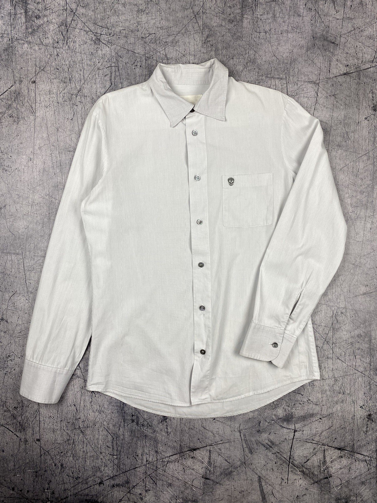Alexander McQueen McQ Men's Shirt White Long Sleeve Button Up Skull Logo Size M