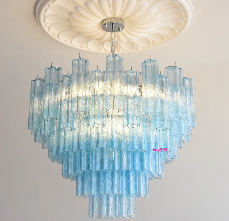 Lámpara de araña colgante de cristal colorido con vestíbulo de Murano francés Foto 3 de 4