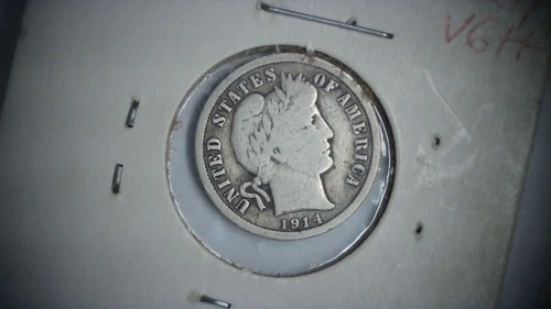 1914 Barber Silver Dime 10c  as Pictured 90% Very Good or Better