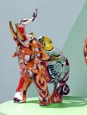 Tierfigur Elefant Skulptur Resin Pop Art Street Art Graffiti