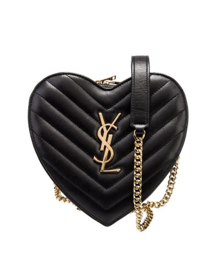 RARE Yves Saint Laurent YSL Love heart Chevron quilted leather crossbody bag