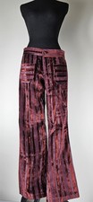 VTG 60S Red Purple Strip Velvet Carpet Bag FLARED PANTS Bell Bottom Hippy 13/14