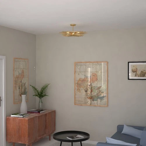 Nikko 6-Light Semi-Flush Mount in Mid-Century Modern and Starburst Style 9.5 - Picture 2 of 6