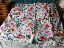 DUNELM MALIN SUMMER BLOOMS EYELET CUTAINS BLACKOUT W 65 L 54 INS BRIGHT FLORAL 