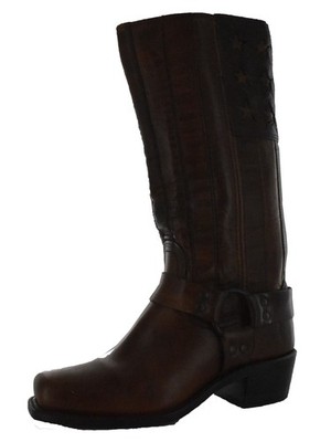 $690 Frye Womens Harness Americana Tall Boot Shoes, Tan, US 6.5
