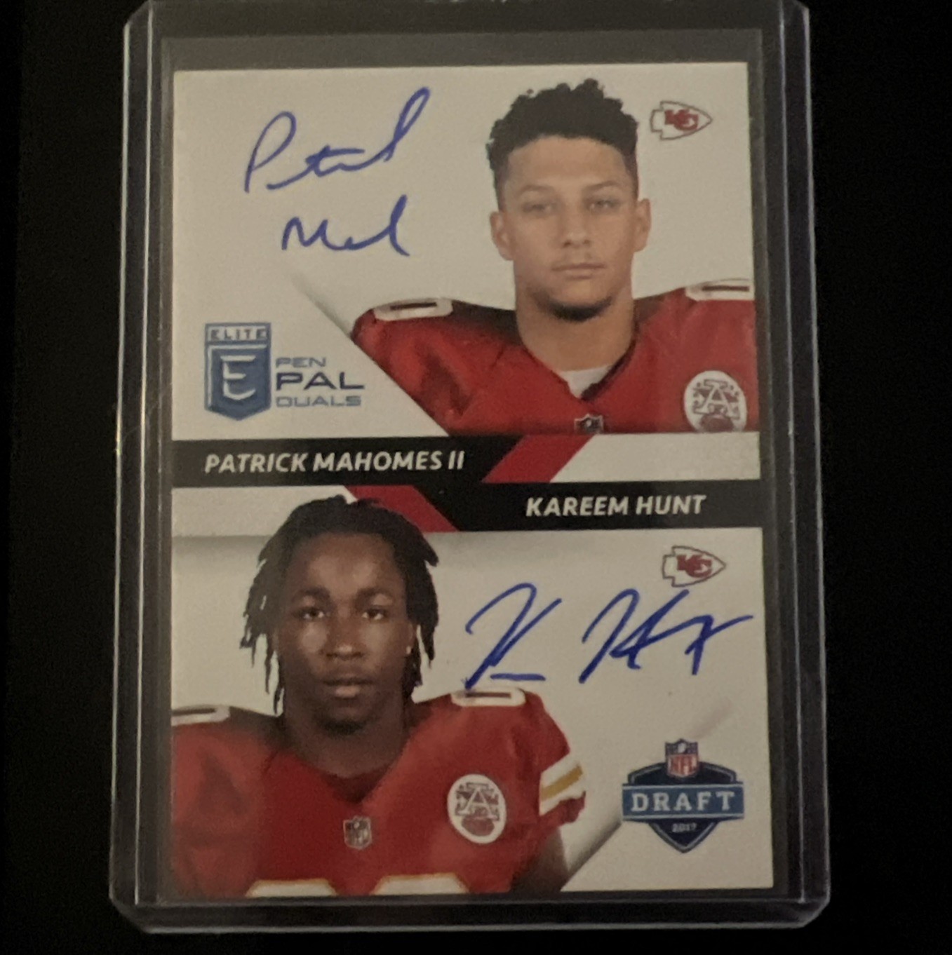 2017 Donruss Elite - Pen Pals Patrick Mahomes Kareem Hunt #PP-KH (AU, RC) Chiefs
