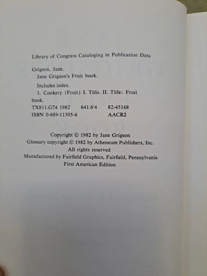 Vintage Cookbook - The Fruit Book By Jane Grigson - 1st Edition 1982  Foto 2 de 4