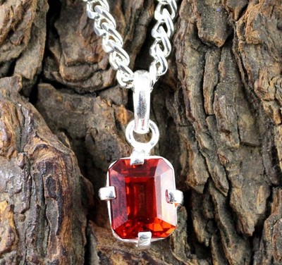 Natural 4.95 Ct Padparadscha Orange Sapphire Emerald Cut Gems Certified Pendant