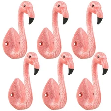6 Pcs Cast Iron Flamingo Wall Hooks Pink Flamingo Wall Mount Coat Hooks for C...