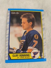CLIFF RONNING 1989-90 O-PEE-CHEE ROOKIE CARD NEAR MINT CONDITION ST. LOUIS BLUES. rookie card picture