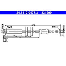Bremsschlauch Vorne Ate für Peugeot Boxer Bus 230P  2.0 i