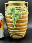 Vintage Roseville 8” Brown Luffa Vase In Excellent Mint Condition.