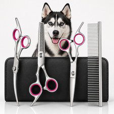 4pc Stainless Steel Pet Grooming Scissors Set Dog Cat Shears Round Safe Tip Tool