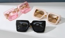 Fashion Sunglasses Square Oversized Fancy Shades Pink Color Sunglasses