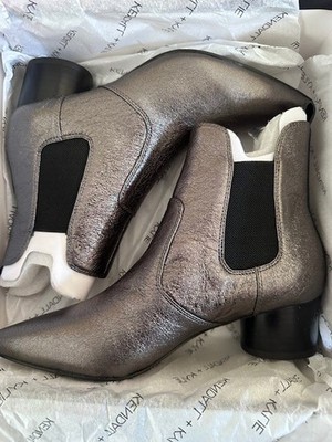 Kendall + Kylie Logan Silver Bootie Gunmetal Slip On Sparkle Leather size 6M NIB