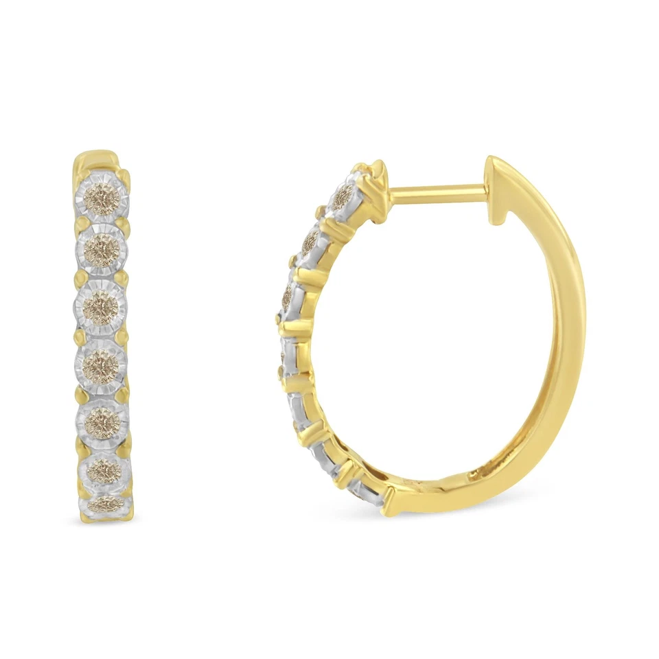1/2 Cttw Diamond 10K Two-Toned Gold Hoop Earrings - Image 3 of 4