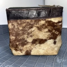 Beautiful Adèle Adama Leather & Fur Western Cowboy Square Zipper Pouch