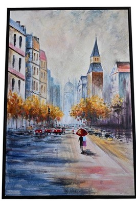 Urban Dream Canvas Painting Framed City Street Art 61''x41''
