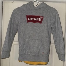 Levi's Hoodie Youth Medium Gray Batwing Logo Pullover Kangaroo Pocket Fleece