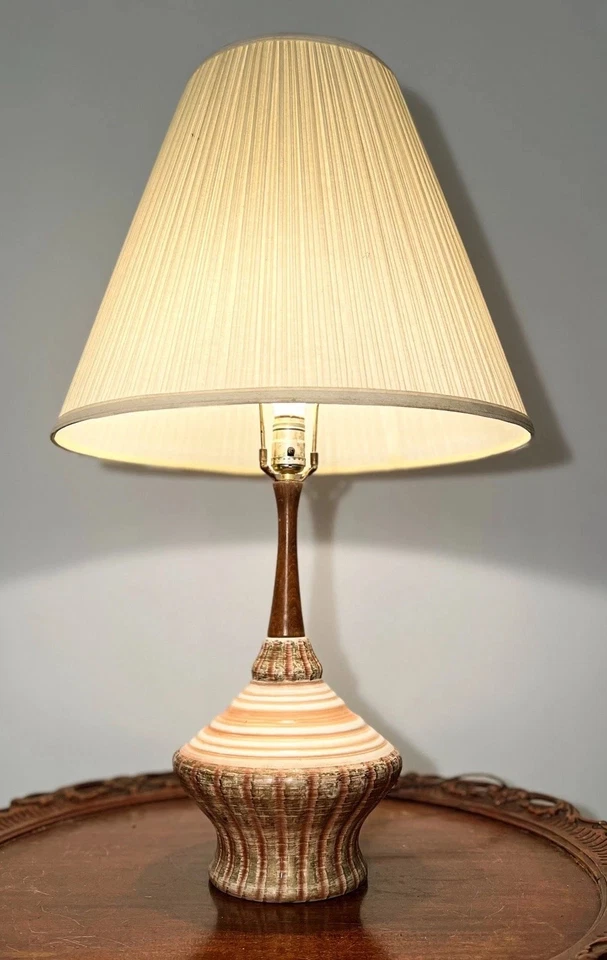 Vintage MCM Mid Century Modern Atomic Table Lamp Striped - Image 2 of 4