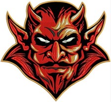 Large 11" x 10" Red Devil Lucifer embroidered back patch - biker motorcycle vest