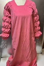 Vtg Shadow line Petite house Gown Dress Polyester Small Pink Puff Sleeve Long