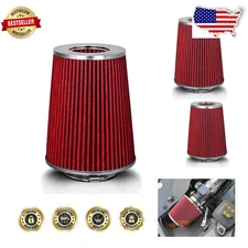 Washable 4" Red Truck Cold Air Filter - Universal Cone Performance Intake
