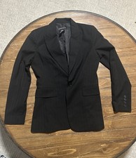 New York  Company Stretch Pinstripe Blazer Black Tailored Lined Women's Size 4