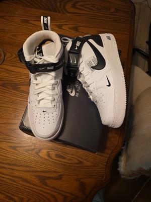 Nike Air Force 1 Mid Utility 07 LV8 Overbranding White Black 804609-103 Sizs 8