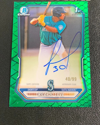 2025 Bowman Chrome Ricardo Cova Green Grass Refractor 1st Prospect Auto 40/99