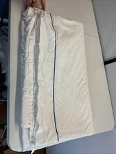 NEW open bag FRETTE King Flat Sheet crisp white blue piping