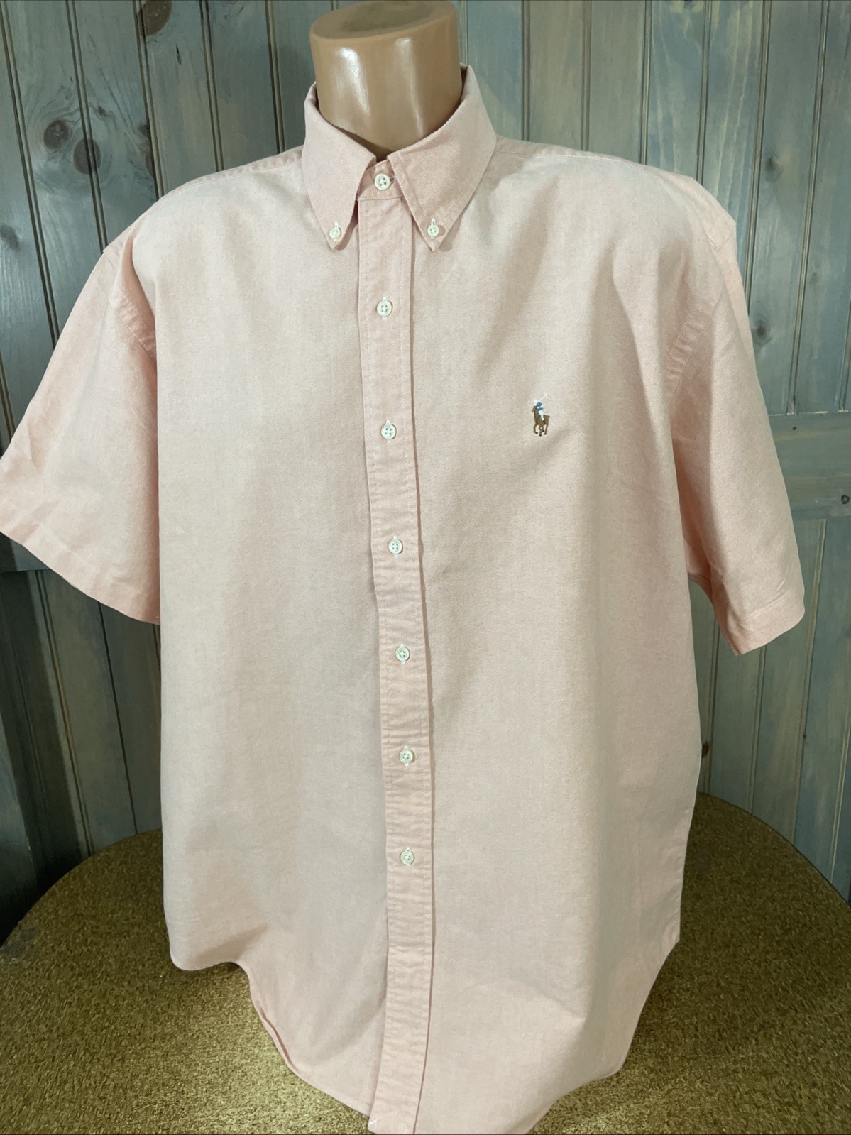 Vintage Vintage Polo Ralph Lauren manica corta bottoni arancione camicia pony XL BLAKE