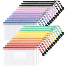 Sooez 24 Pack Mesh Zipper Pouch Bags with Label Pocket, A6 9.1 4.7 in Small...