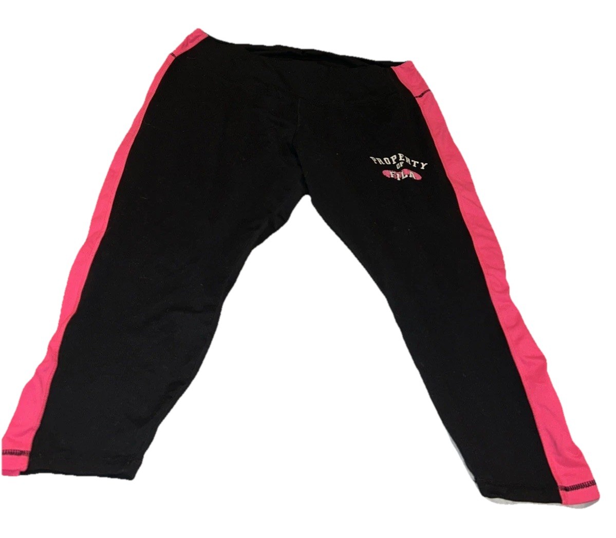 Leggings Fila Pedal Pusher grandi sbiaditi nero e rosa pull on