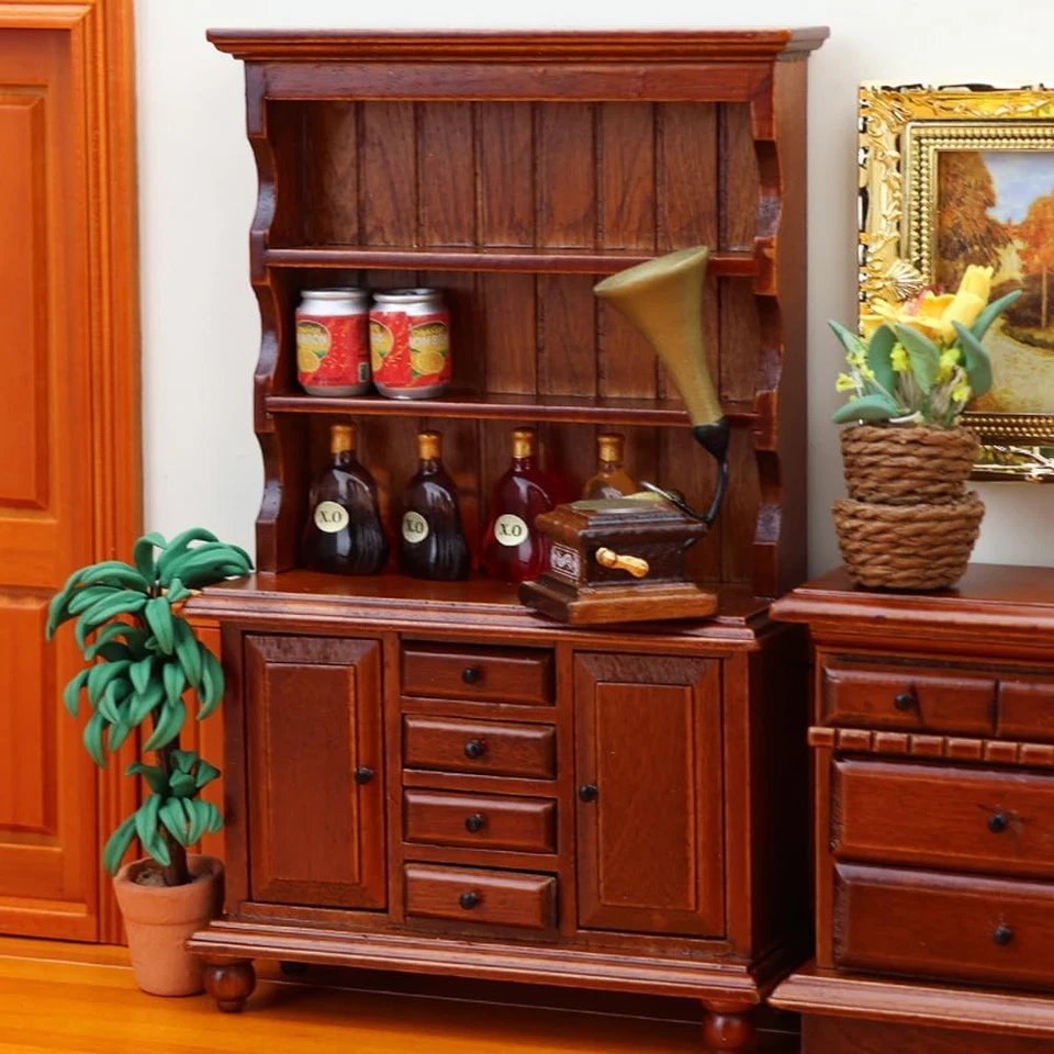 Vintage European Style 1:12 Scale Dollhouse Miniature Wooden Bookcase Bookshelf - Image 2 of 4