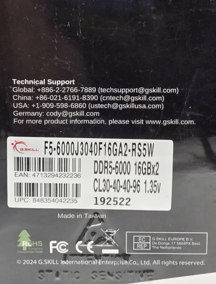 G. SKILL Ripjaws S5 Series 32GB (2 x 16GB) PC RAM DDR5 6000 Mhz CL30 Intel XMP - Image 3 of 4