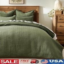 Luxurious Velvet Quilt Set All-Season King Bedspread Soft Cross Stitch Design US