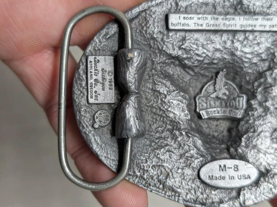Hebilla de cinturón vintage hecha en EE. UU. SUROESTE NATIVO AMERICANO búfalo indio vaquero Foto 4 de 4