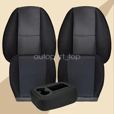 For Chevy Silverado 2007-2014 Driver & Passenger Bottom & Top Seat Cover Black