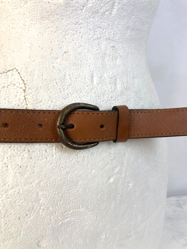 Vintage Leather Jeans Belt Unisex Adults 30-32IN Regiment Artillery Tan - Picture 2 of 7