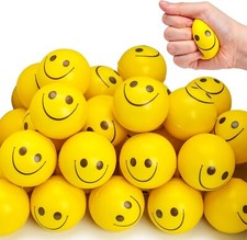 12/40PCS Stress Balls Bulk 2" Smiley Face Stress Balls Mini Yellow Stress Fidget